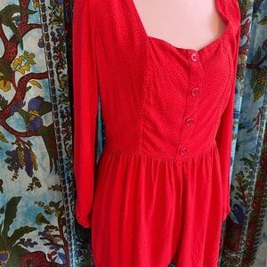 Red Button-Up Romper (shorts) GUC